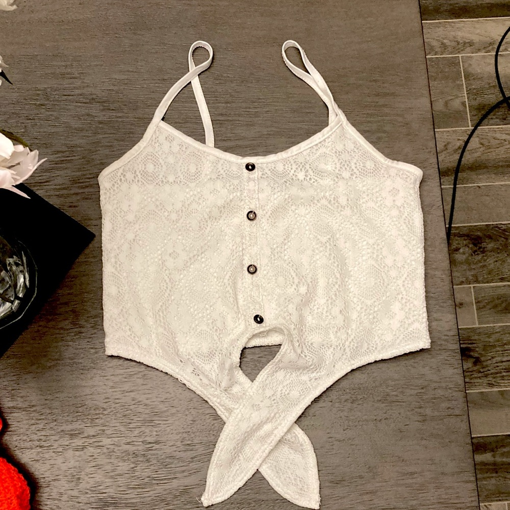 Charlotte Russe tie lace crop top